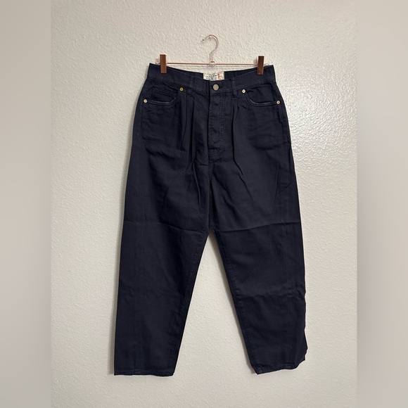 Sandrine Rose/Free People French Worker Wide Leg Buckle Pants College Blue - Picture 1 of 7